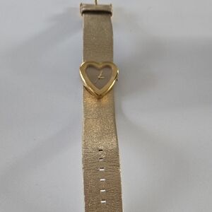 Moschino Gold Heart Watch with Black and White Strap